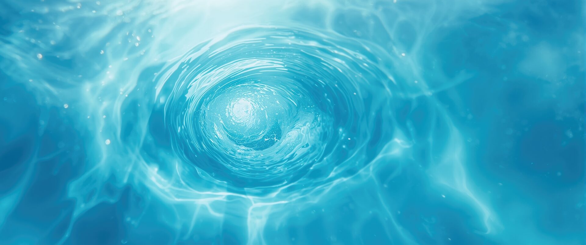 Bulles remontant dans l'eau de mer bleu profond, symbole de vitalité et de pureté